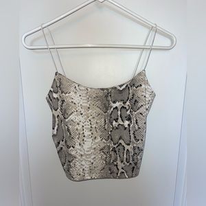 snake print cropped tank top